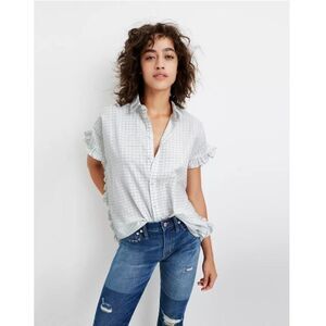 Madewell Windowpane Ruffle-Side Shirt